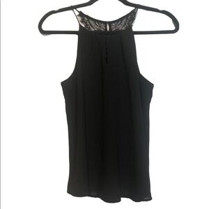 NAKED Zebra Keyhole Front Lace Back High Neck Spaghetti Strap Tank, Size S